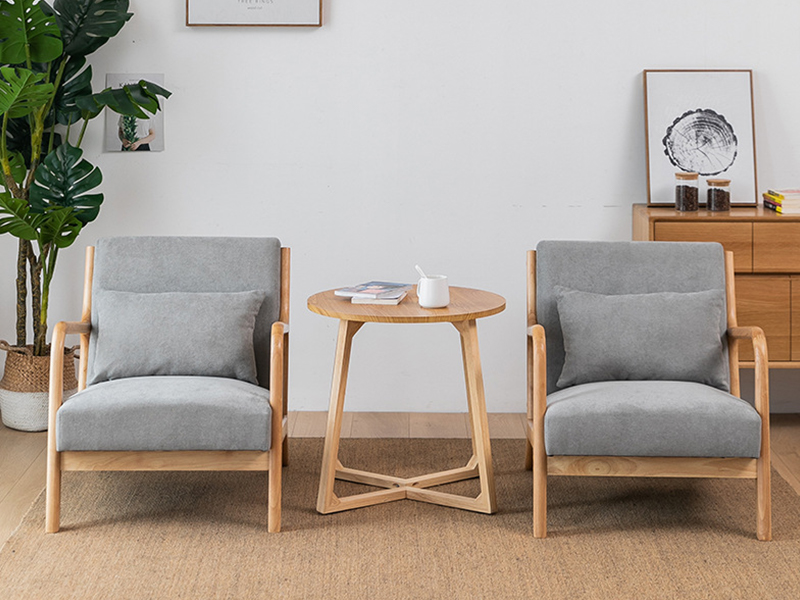 Moderne lederen gevoel met houten armen, woonkamerstoel, binnenmeubels YQ-K2001