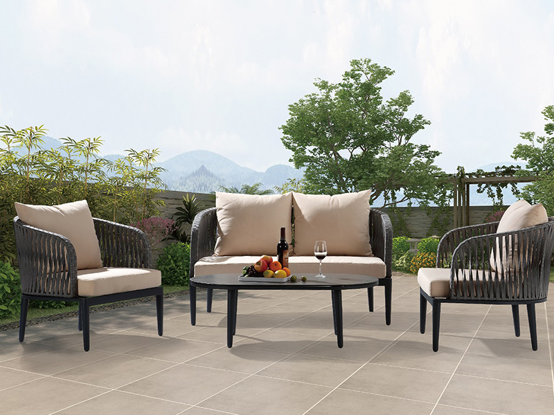 Touwmeubilair alu bank sets outdoor meubels bank sets 4 pc's touw alu yqc-2732