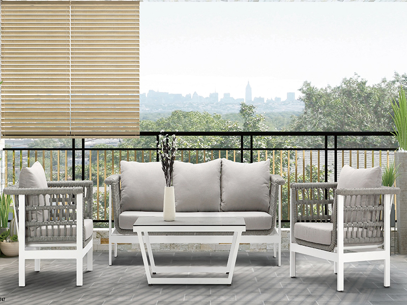 Elegant gevormd ronde touw handgeweven lounge set bank fauteuilmeubilair YQC-2747