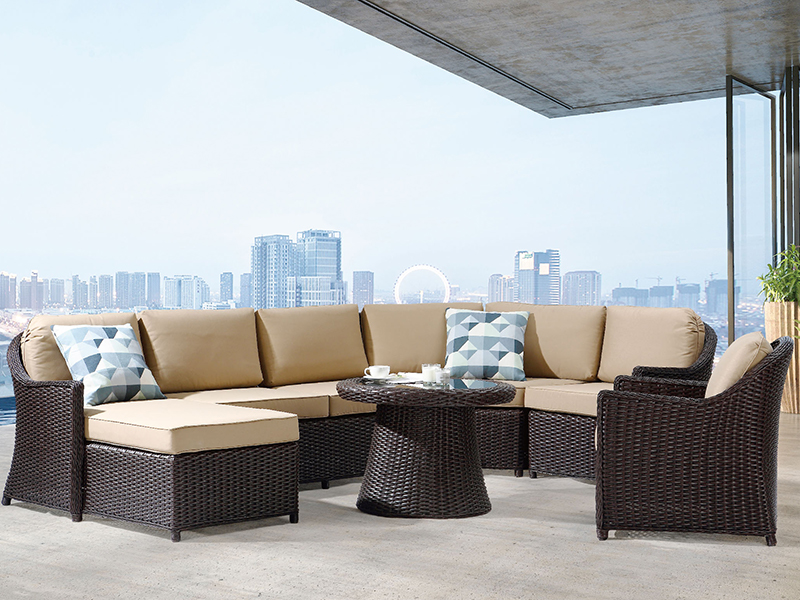 Rattan sectionele bank aluminium frame buitenmeubilair YQR-1603