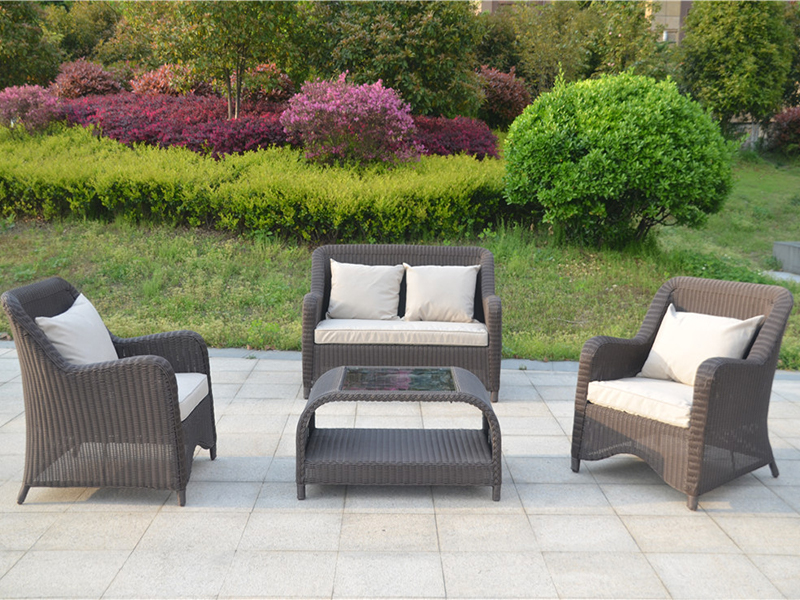 Ronde Rattan Weven Sofa Set, handgeweven aluminium bank, Europese grootte Sofa YQR-313
