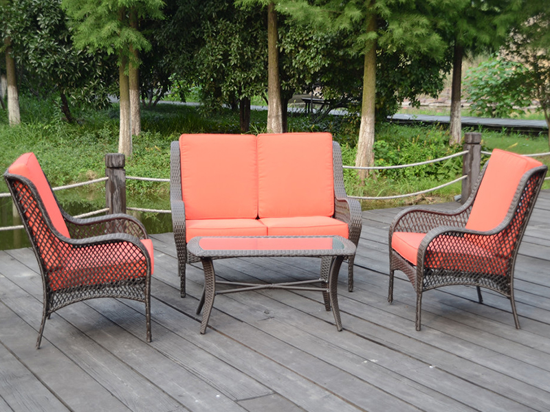 KD Design Rattan Furniture, Big Size Outdoor Sofa, Steel Frame Garden Set YQR-412