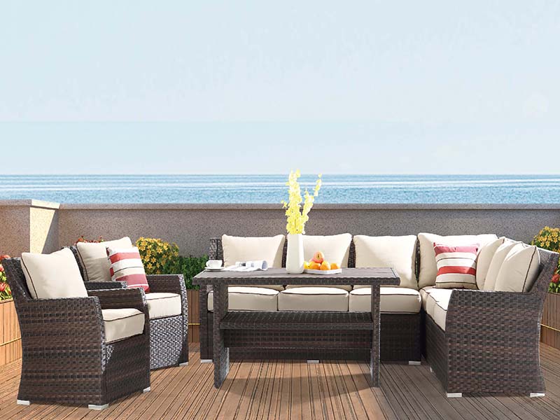KD Rattan Furniture, Sectional Sofa Set, Outdoor Rattan Furniture, Garden Relaxing Furniture YQR-701