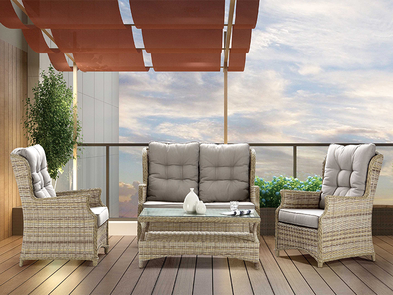 4-stks rattan tuin sofa set half round rattan en round rattan weven yqr-724